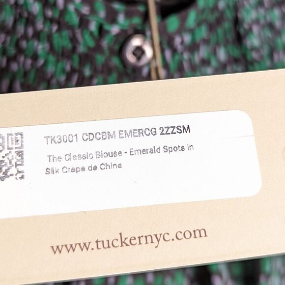 Tucker The Classic Blouse Emerald Spots in Silk Crepe de Chine - Picture 8 of 10